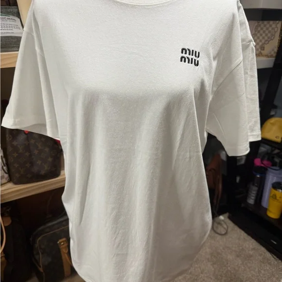 Miu Miu Classic White Short Sleeve Tee - Picture 5 of 5